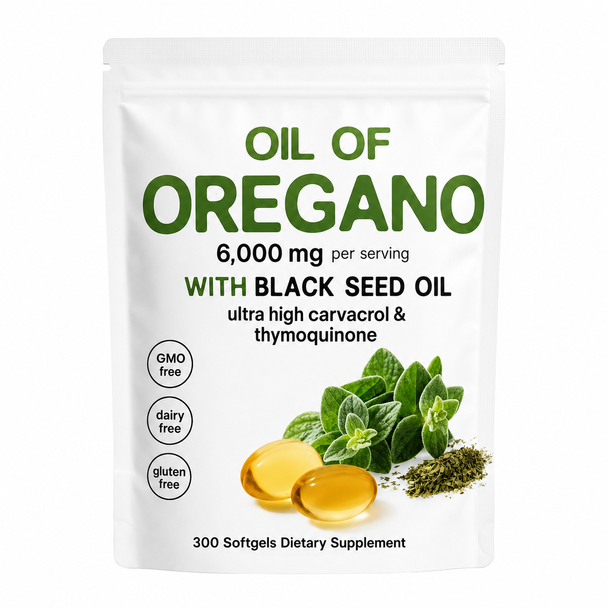 Aceite de orégano 300 cápsulas blanco
