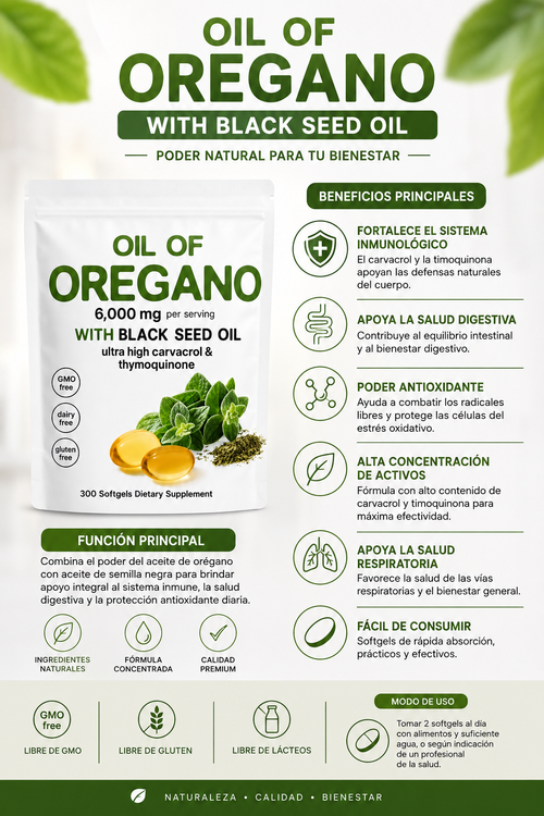 Aceite de orégano 300 cápsulas blanco